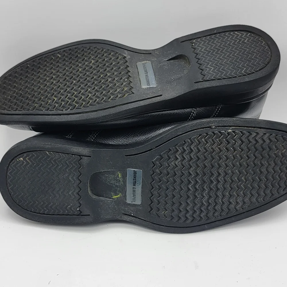 EUC Johnston & Murphey‎ Men's Black Leather Dress Shoes SIZE 10.5 Wide. #1602
